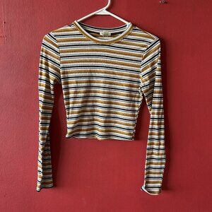 Striped Long Sleeved Crop Top